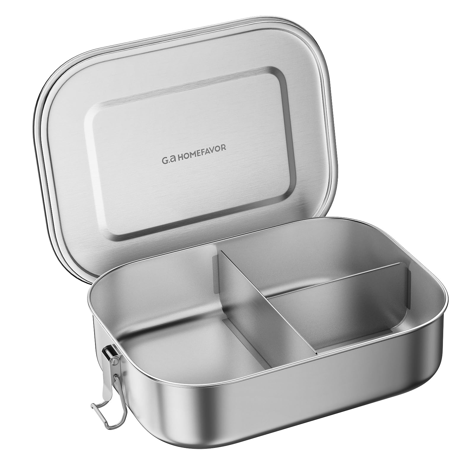 G.a HOMEFAVOR Stainless Steel Lunch Box Metal Bento Box with 3 Compartments 1400 ml Leakproof Food Sandwich Salad Storage Container