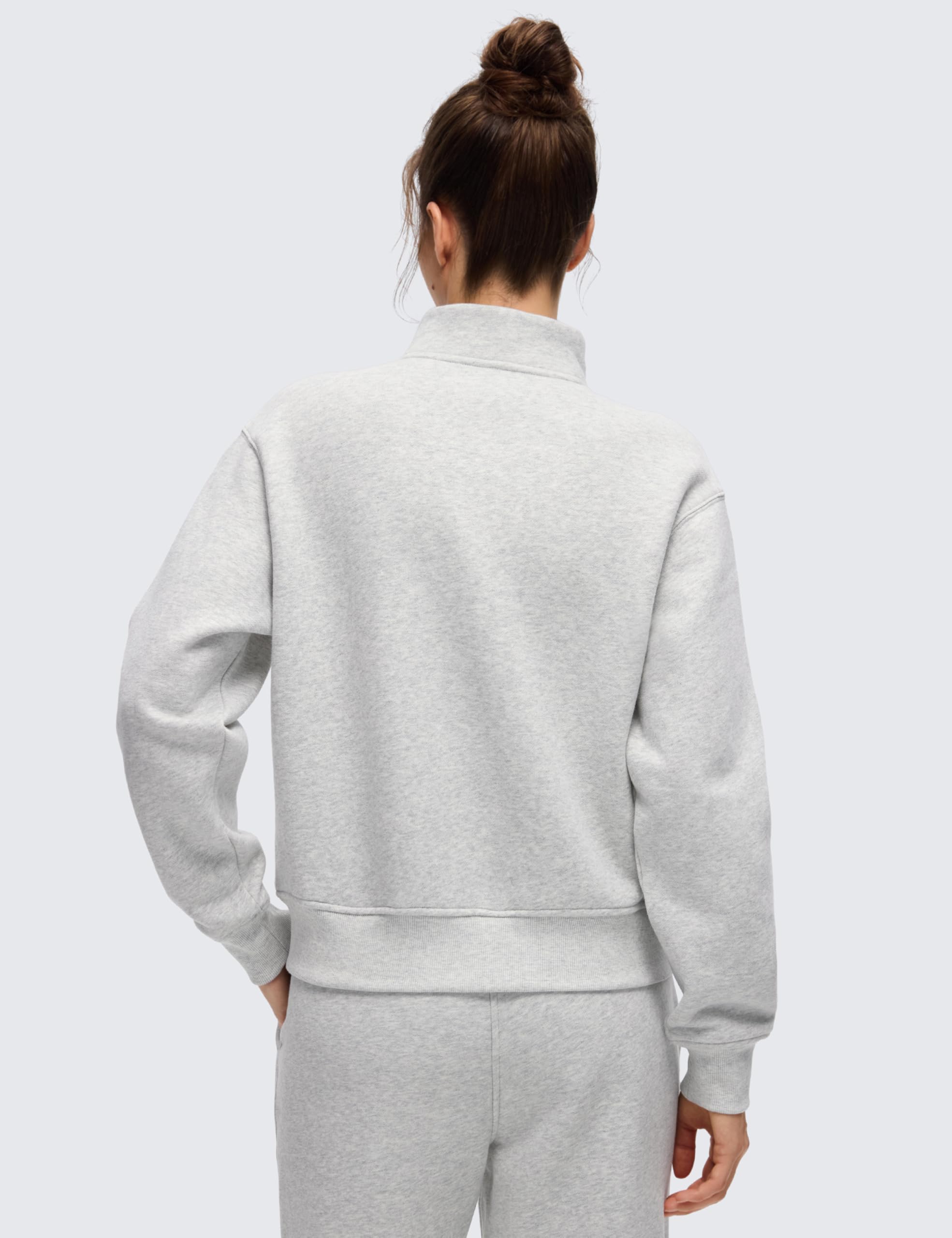CRZ YOGA Felpa da Donna con Fodera in Pile Mezza Zip Collo a Imbuto Pullover Maniche Lunghe Allenamento Casual