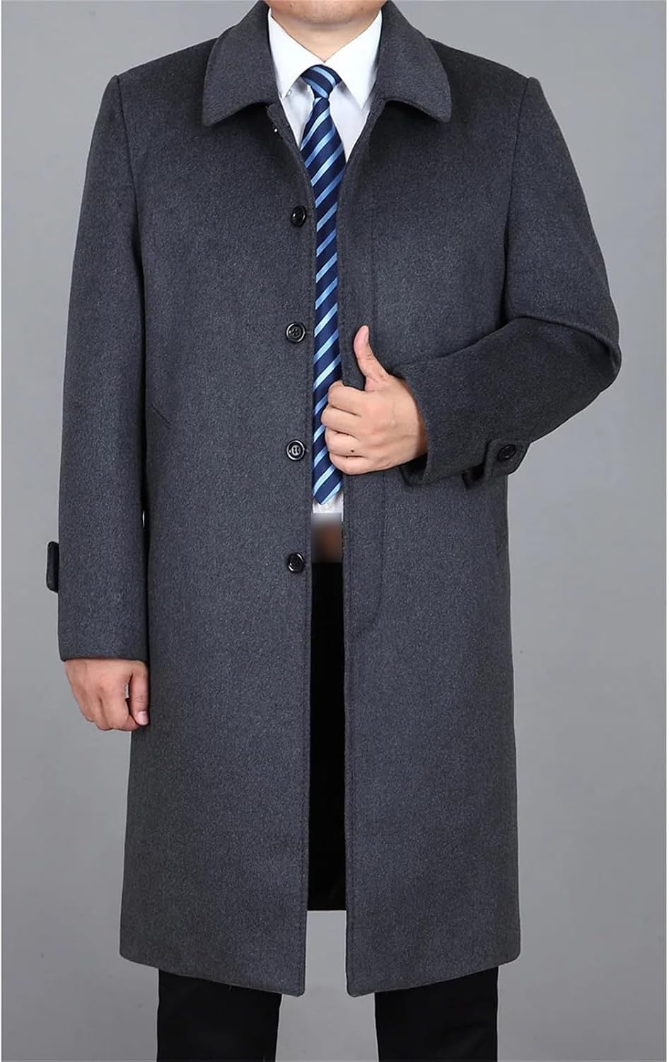 Winter Mens Wool Blend Trench Coat Men Clothing Autumn Warm Single Breasted Jacket Men's Woolen Medium Long Coats