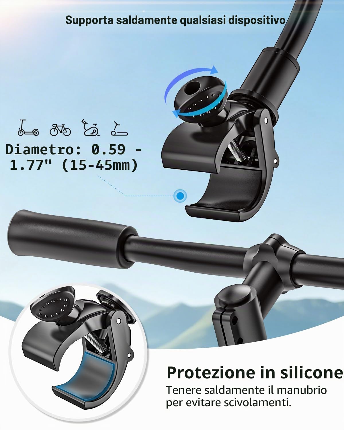 Supporto Tablet Bici Spinning, Porta iPad Bicicletta Cyclette Tapis Roulant | con Collo Oca in Metallo, per iPad Pro 12.9, 10.5, 9.7, iPad Air Mini, Samsung Tab, iPhone 4-13" Telefonos Tablets