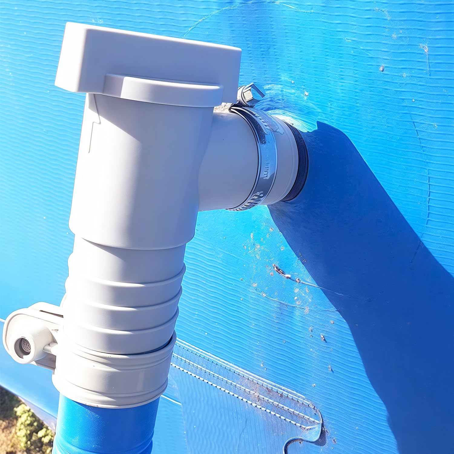 2 grifos de paso para piscinas con conexión de manguera de 32 mm, grifo de cierre de piscina de 32 mm a 38 mm, adaptador de manguera para piscina con 6 abrazaderas de manguera para piscina sobre el