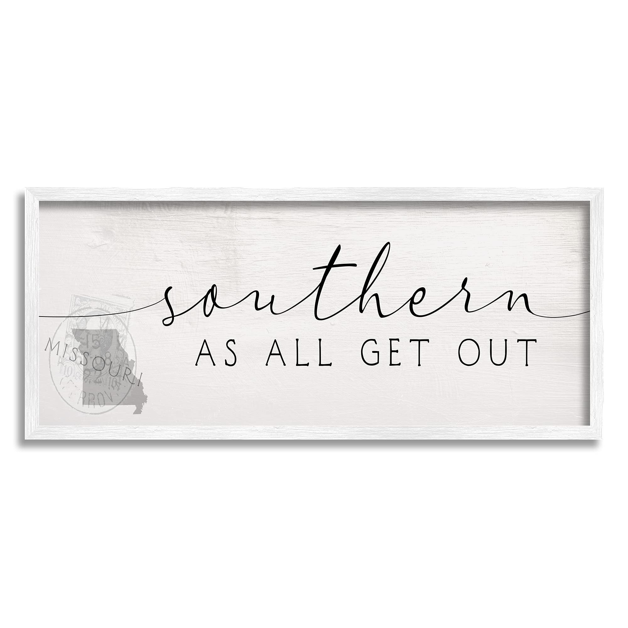 Stupell Industries Missouri State Southern As All Get Out Slang, Designed by Daphne Polselli White Framed Wall Art, 10 x 24, Black
