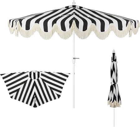 amazon black and white patio umbrella JONATHAN Y Beverly 9 ft. Striped Half Umbrella, Black/White and includes an auto Low Pro Certified Skate ju-ju-be Colour:Teal