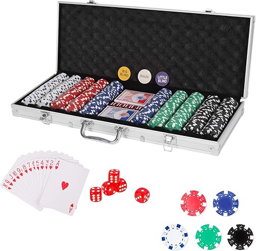 PLAYWUS Poker Chip Set Professional, 500 PCS Casino Poker Chips with Aluminum Case,11.5 Gram Chip for Texas Holdem Blackjack Gambling