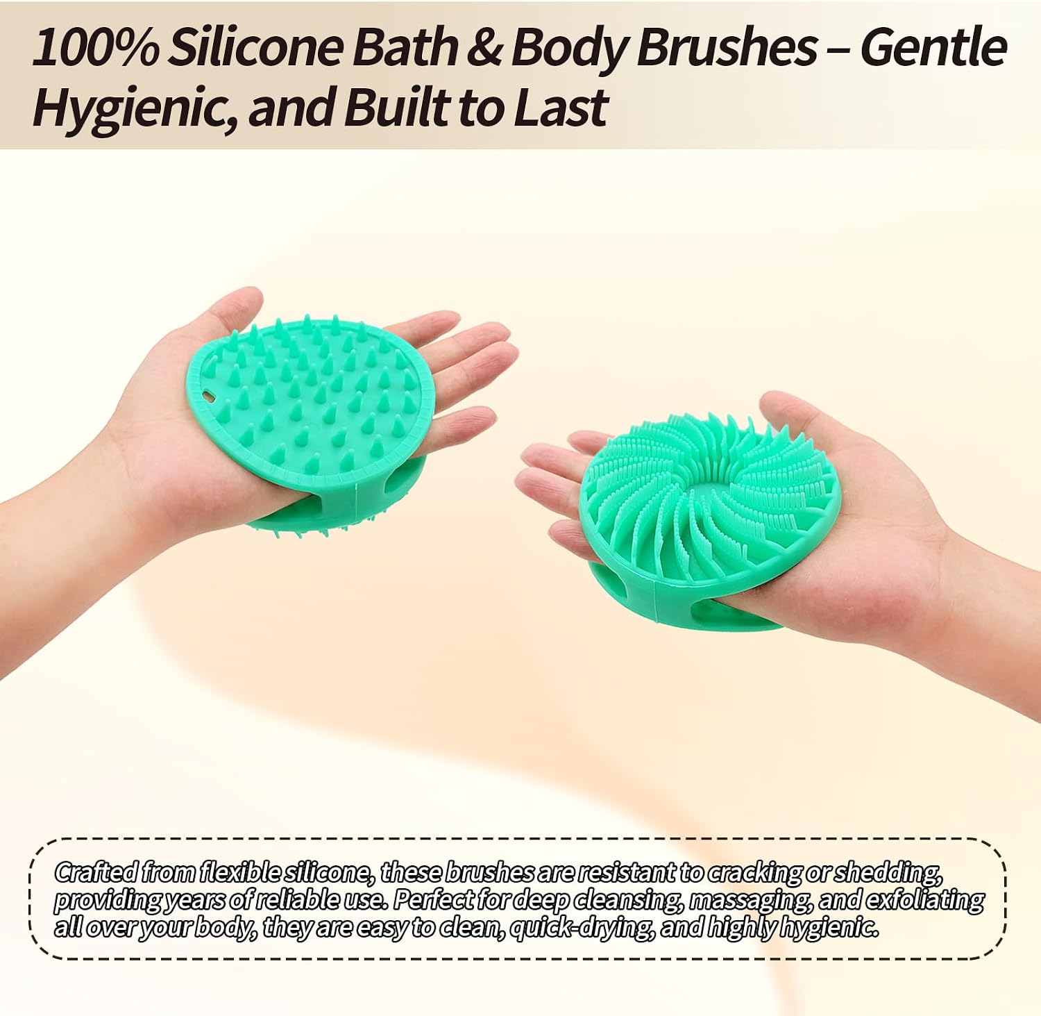 3-Pack Silicone Body Scrubber – Exfoliating Shower Brush for Sensitive Skin, Soft & Durable Body Scrubber for Gentle Cleansing and Relaxing Massage (Black + Teal + Purple)
