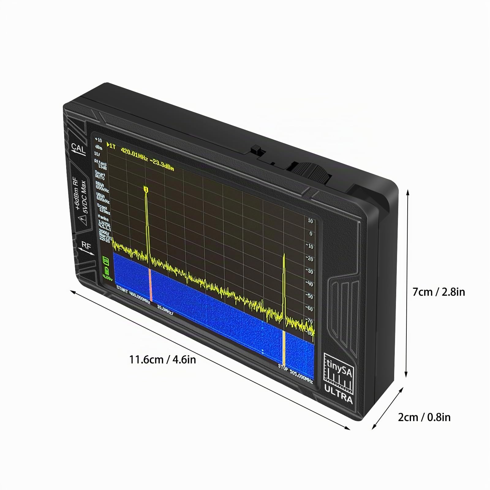 TinySA Ultra Spectrum Analyzer Upgraded 100kHz~5.3GHz 4.0 Inch Handheld Tiny Portable Frequence Analyzer with Built-in Battery