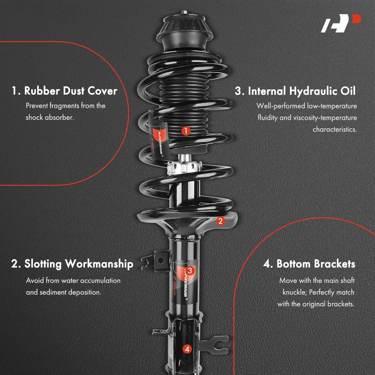 A-Premium Set (4) Front and Rear Complete Strut & Coil Spring Assembly Compatible with Chevrolet Aveo 2004-2011, Aveo5 2007-2011 & Pontiac G3 2009-2010, Wave 2005-2008, Driver and Passenger Side