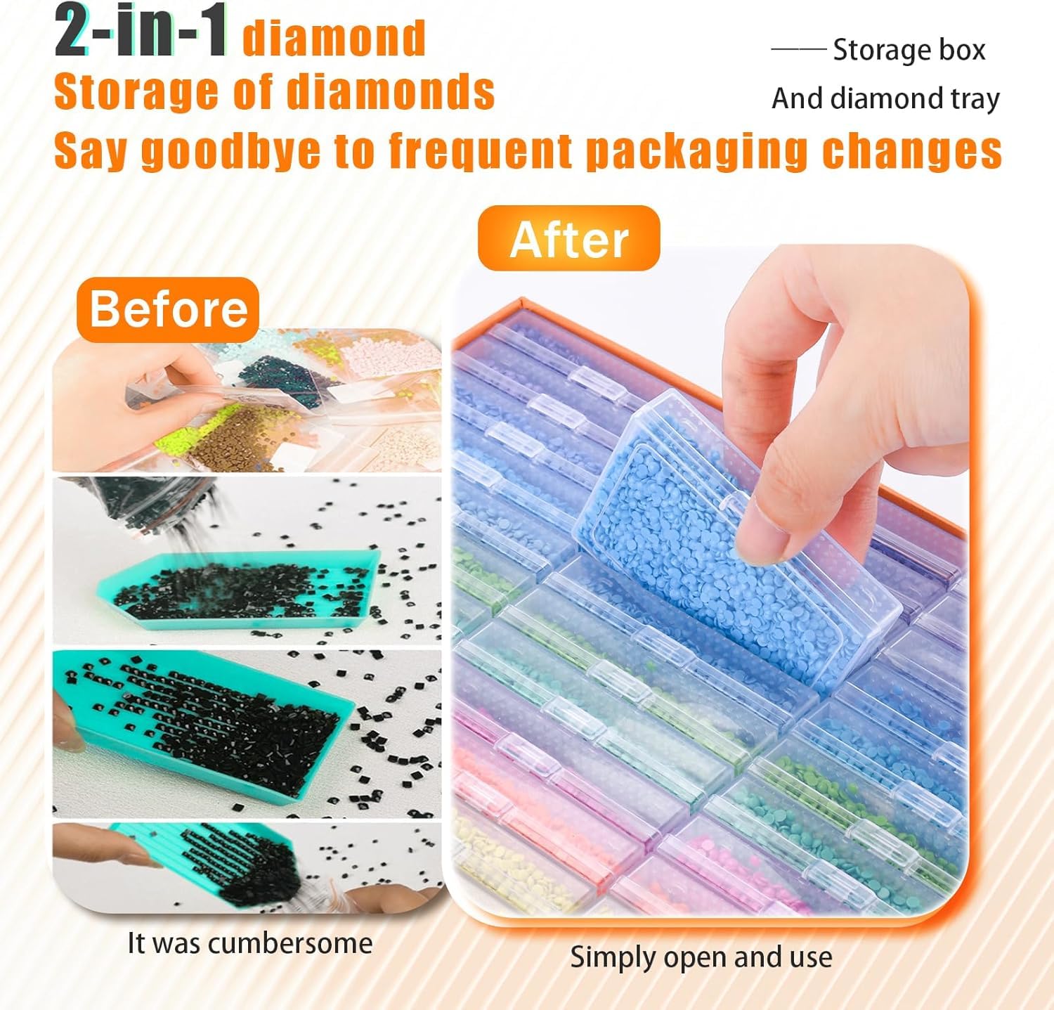 45 Slots Diamond Painting Accessori,Diamond Painting Kit Completo,Kit Diamond Painting per Conservare Accessori di Pittura con Diamanti