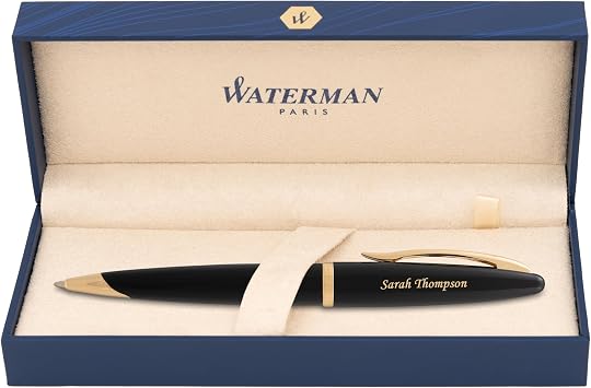 Waterman Carene Engraved Ballpoint Pen, Black Lacquer with 23K Gold Trim, Twist Action, Personalized Gift for Executives, Retirement, Board Members, Senior Partners, Career Advancement, Gift Box
