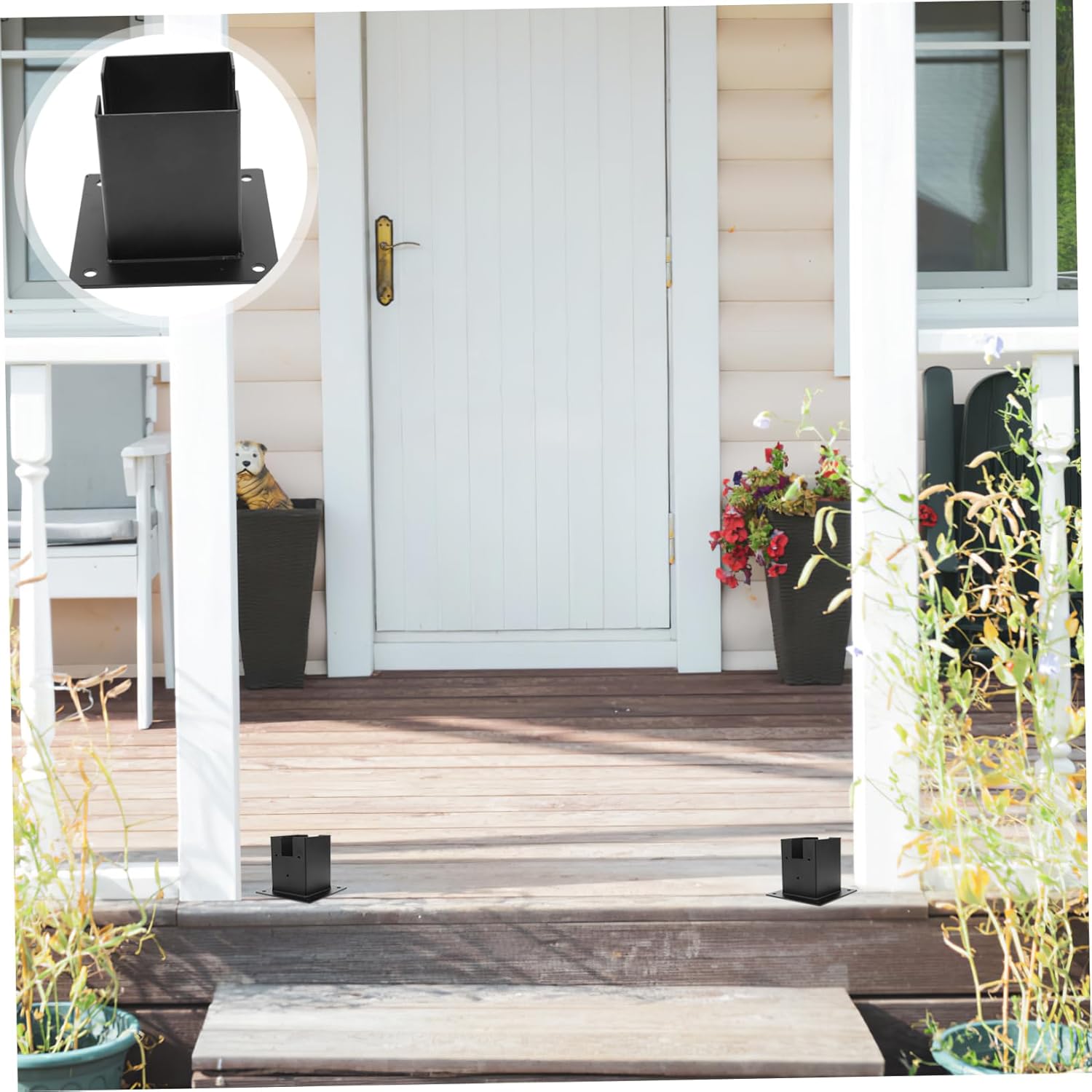 1set Mailbox Post Base Protector Deck Railing Bracket for Mailbox Porch and Fence Support Sturdy Design for Use