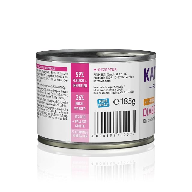 Foto 7 de 7 de Kattovit Dose Feline Diet Diabetes/Gewicht Huhn 185g (Menge: 12 je Bestelleinheit)
