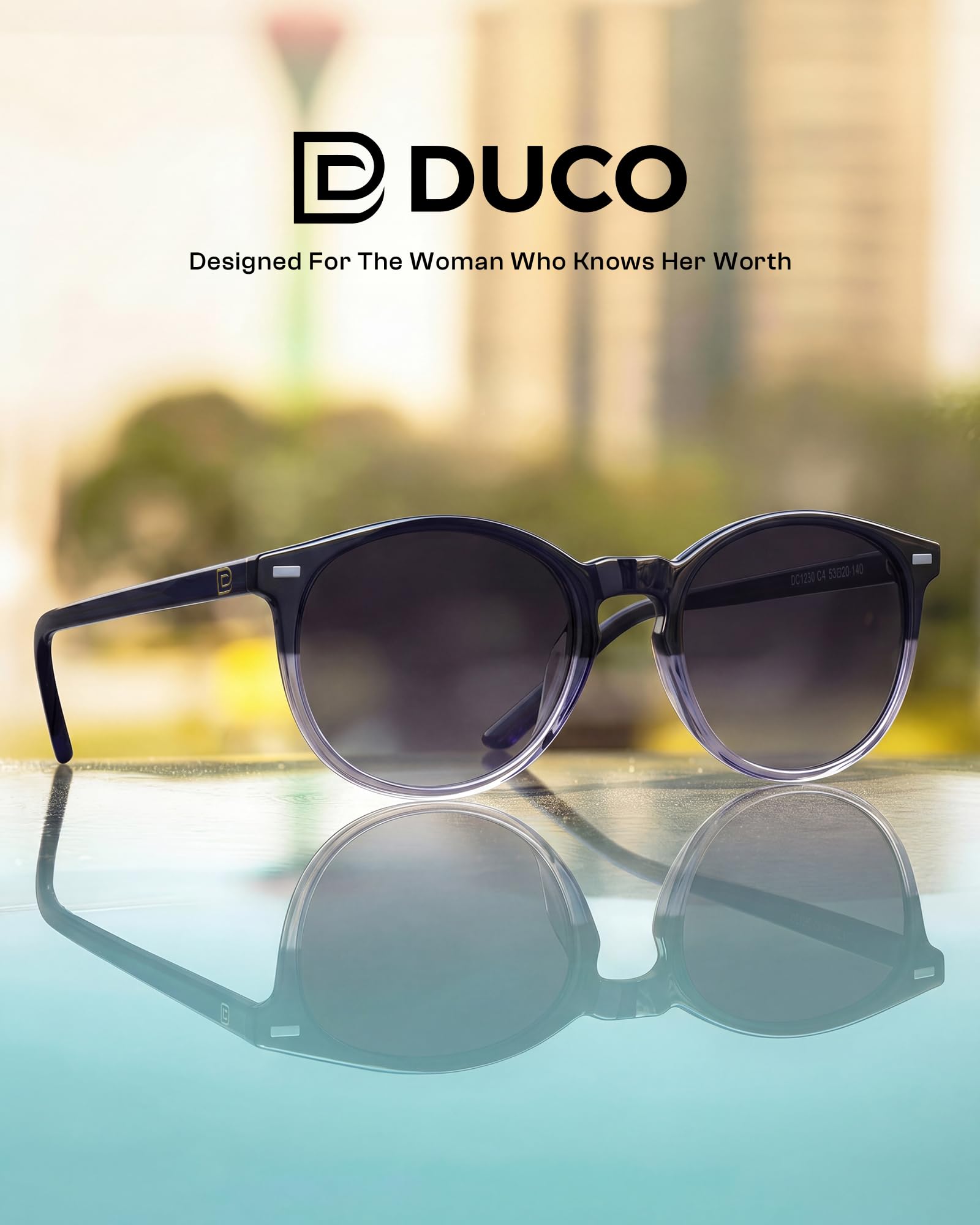 DUCO Lunettes de Soleil Femme Polarisées Mode Rétro Vintage la Protection UV 400 pour Conduire Voyager DC1230