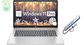 HP 17.3" Touchscreen Laptop Computer, 64GB RAM 2.5TB Storage (2TB SSD+512GB Docking Station Set), 6-Cores AMD Ryzen 5, Windows 11 Pro with Microsoft Office Home & Business Included, PLUSERA Earphones - Amazon product rated Grade B