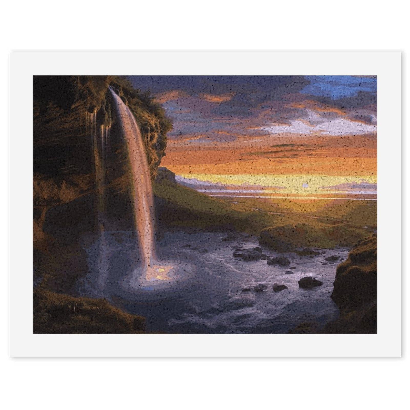 LDGSUPH Waterfall at Sunset Paint by Numbers Kits for Adults Beginners Exquisite Digital Oil Painting Kits Painting Anti-fading Canvas Wall Art DIY Gift for Home Wall Decor
