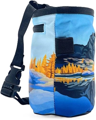 Miniatura 4 de Bolsa de tiza para escalada en roca, para exteriores, gimnasio y bouldering, cinturón ajustable, cierre de cordón duradero y bolsillo con cremallera