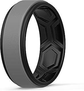 ThunderFit Silicone Wedding Rings for Men, Breathable Airflow Pattern 8mm Wide 2mm Thick - 1/4/5/8 Variety Multipack