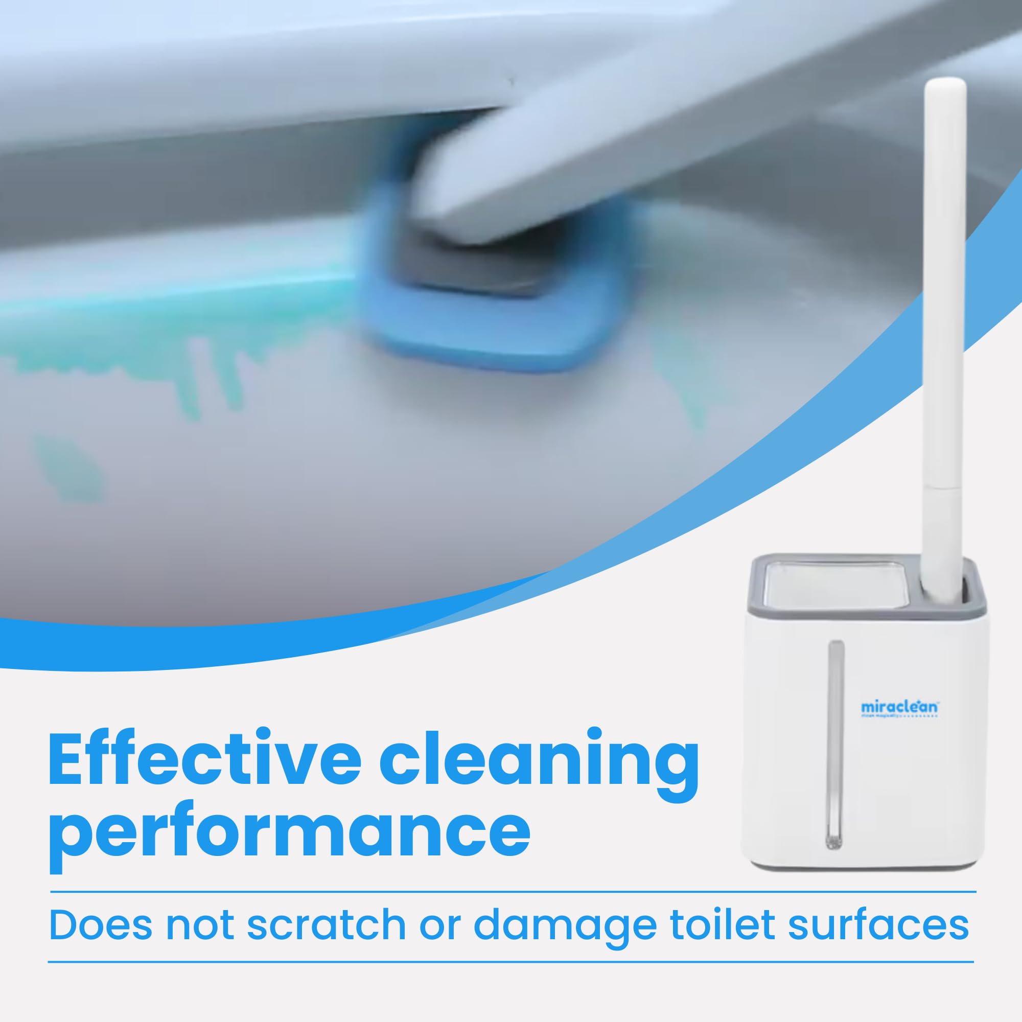WizardFlush - Escobilla de inodoro desechable para baño, cepillo de fregar para inodoro, ahorro de espacio para almacenamiento, cepillo de inodoro de limpieza profunda, fácil de montar