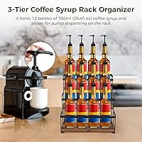 Vista 2 de Lnrueg 3-Tier Coffee Syrup Rack Organizer, Coffee Syrup Holder for 12 Bottles, Kitchen Countertop Spice Rack, Wine Display Stand, Metal Storage