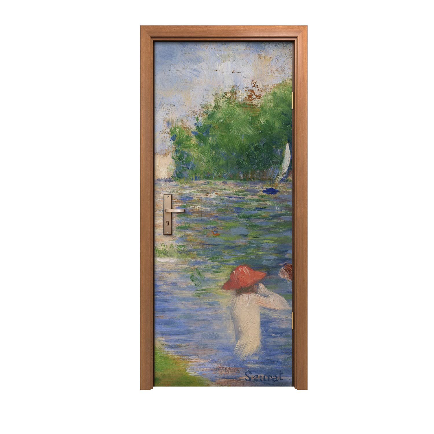 Autocollant de porte 90x200cm Coloray Baignade poster mural adhésif trompe l'œil