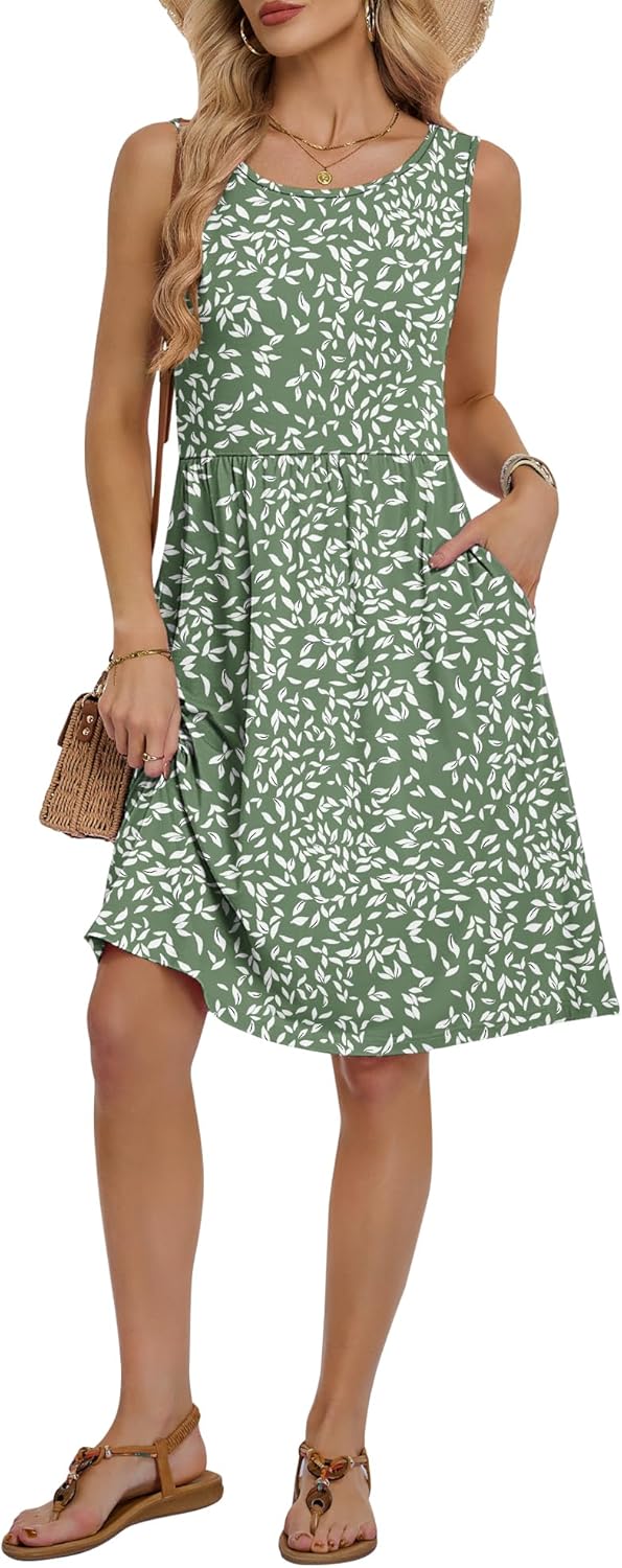 AUSELILY Summer Knee Length Dress Women A Line Sleeveless Loose Sundress Crew Neck Dress 2026 New - Image 2