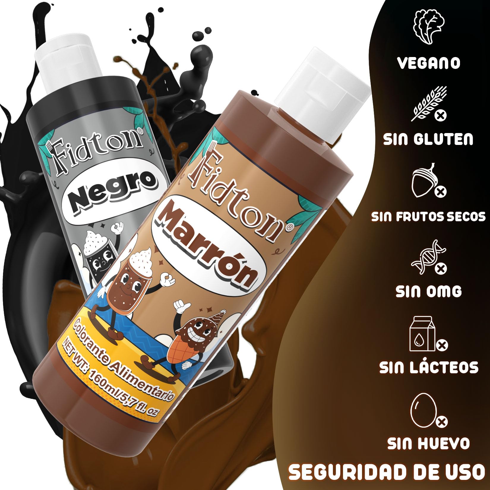 Colorante Alimentario Negro 160 ml - Altamente Concentrado para Decoración de Pasteles, Fondant y Macarrone