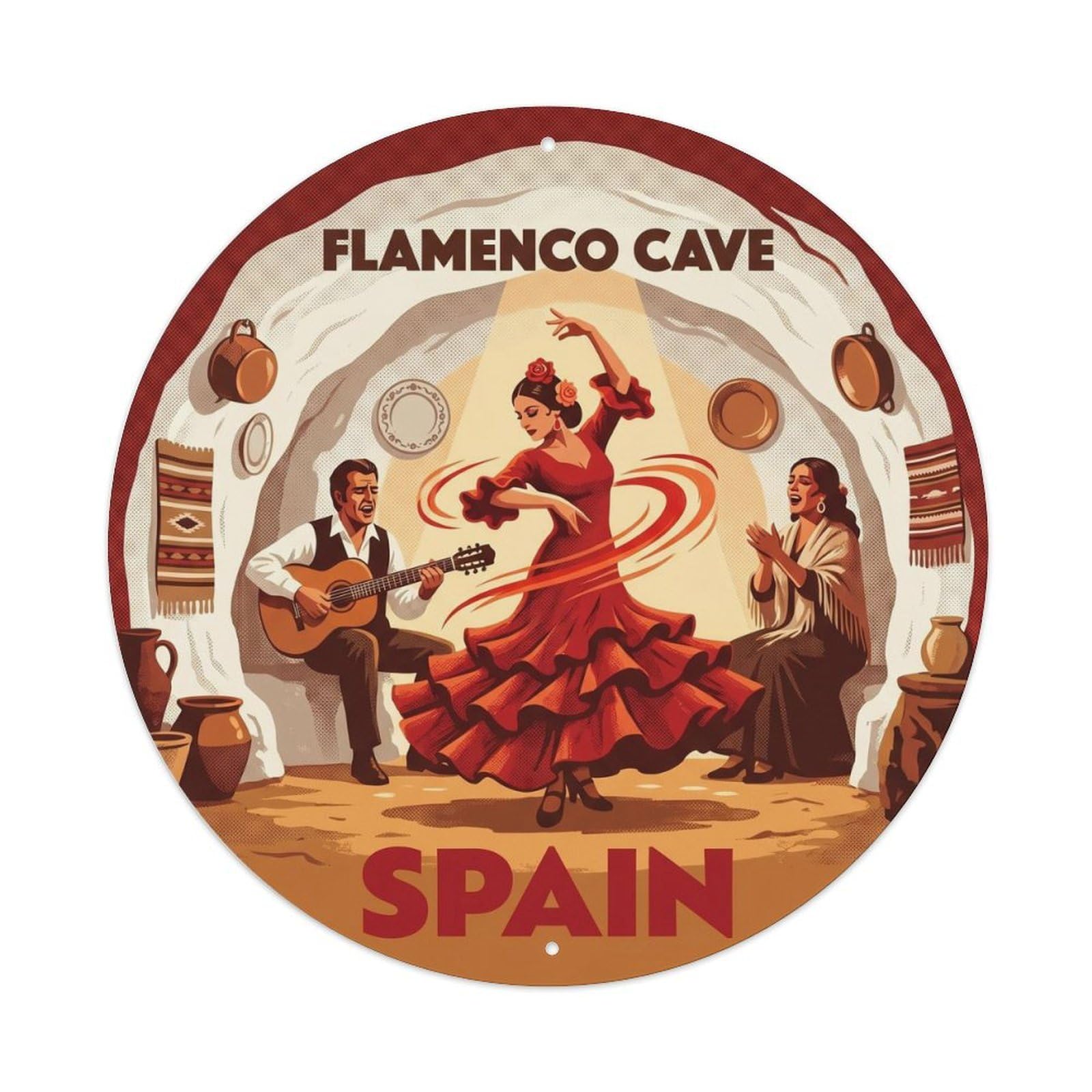 Granada Flamenco Cave Spain Cultural Travel Metal Tin Sign