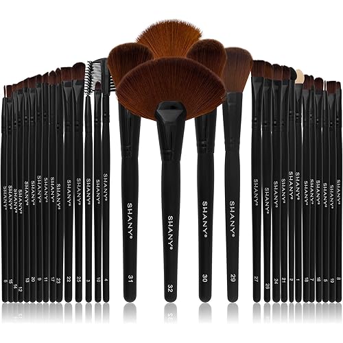 SHANY Professional Brush Set with Faux Leather Pouch, 32 Count, Synthetic Bristles