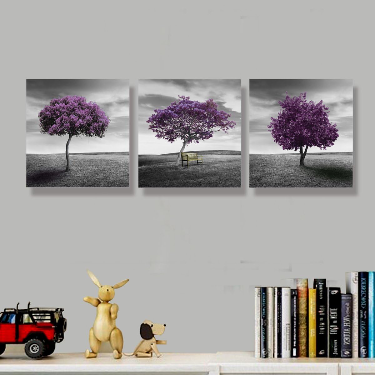 NUOLAN Canvas Print 3 Panels PURPLE TREES Modern Landscape Framed Canvas Wall Art -P3L3030-003