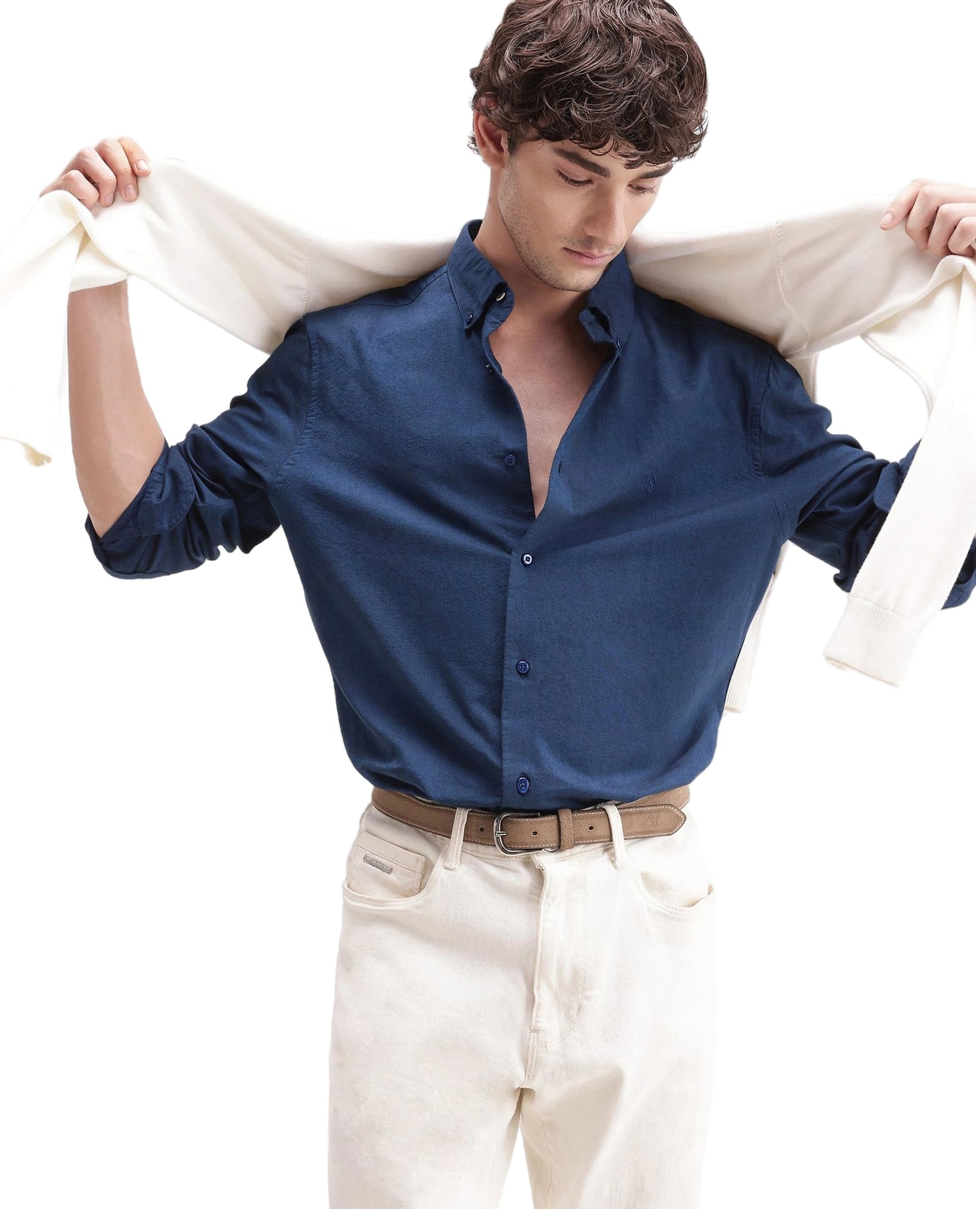 Men Regular Solid Dark Green Cotton Button-Down Long Sleeve Shirt-image-10