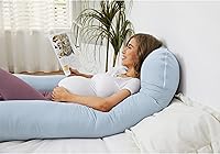Vista 4 de ZZZhen Almohada de embarazo para dormir, almohada de maternidad en forma de U – 56 pulgadas con funda extraíble de microfibra gris, multiuso