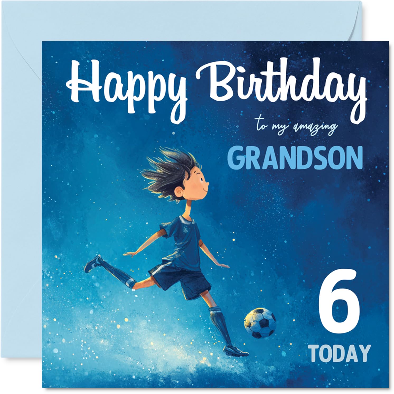 6th Birthday Cards for Boys - Football Boy - Happy Birthday Card for 3 Year Old Boy Grandson Grandchild, 145mm Bday Greeting Cards