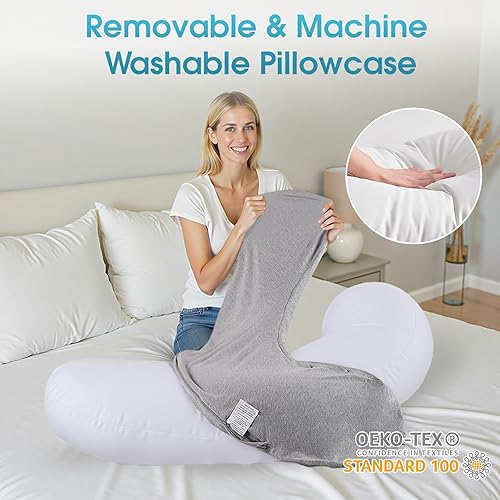 Miniatura 7 de Almohada corporal, almohada larga, almohada corporal de espuma viscoelástica, almohada lateral en forma de C, almohada lumbar larga, 35 x 10 pulgadas