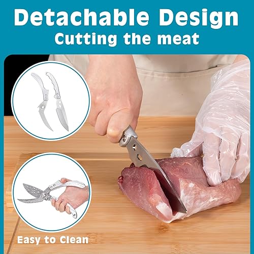 Miniatura 2 de Tijeras de cocina resistentes – Tijeras de cocina multiusos de acero inoxidable para Acción de Gracias, pollo, hueso, carne, pavo, pescado, tijeras