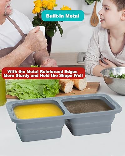 Miniatura 7 de Bandeja de silicona para congelador con tapa, 4 tazas (33.8 fl oz), moldes de silicona plegables extra grandes, paquete de 2 moldes de silicona para