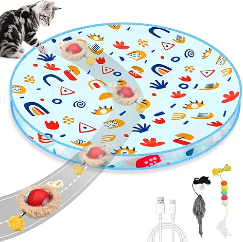 Juguetes interactivos para gatos, juguetes de enriquecimiento para gatos de interior, juguete automático para gatos, pelota rodante rápida en