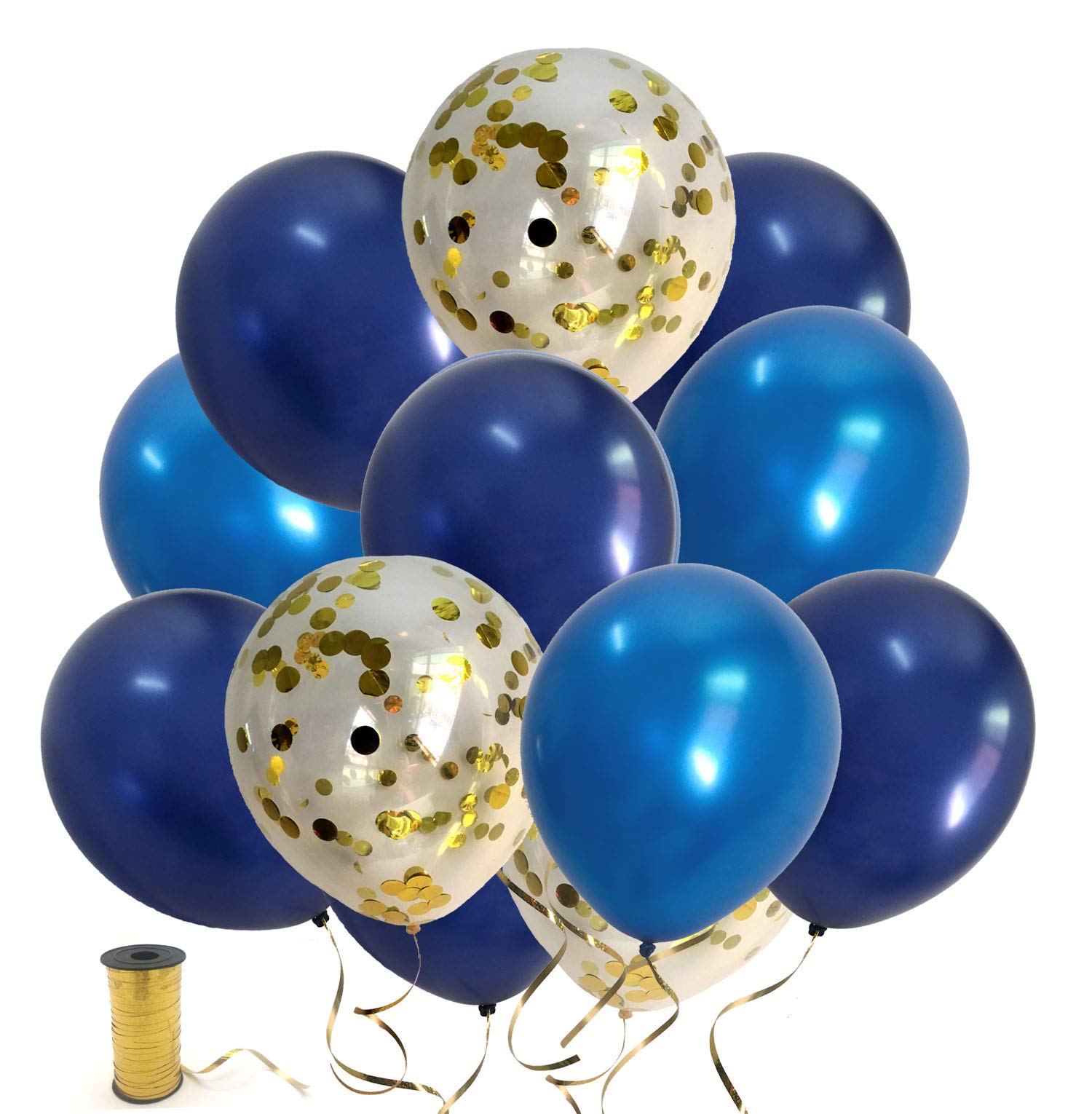 Navy Balloons Royal Blue Confetti Gold Balloons for Men Birthday Decorations and Anniversary Graduation Bachelor Wedding Party Supplies (Navy Blue