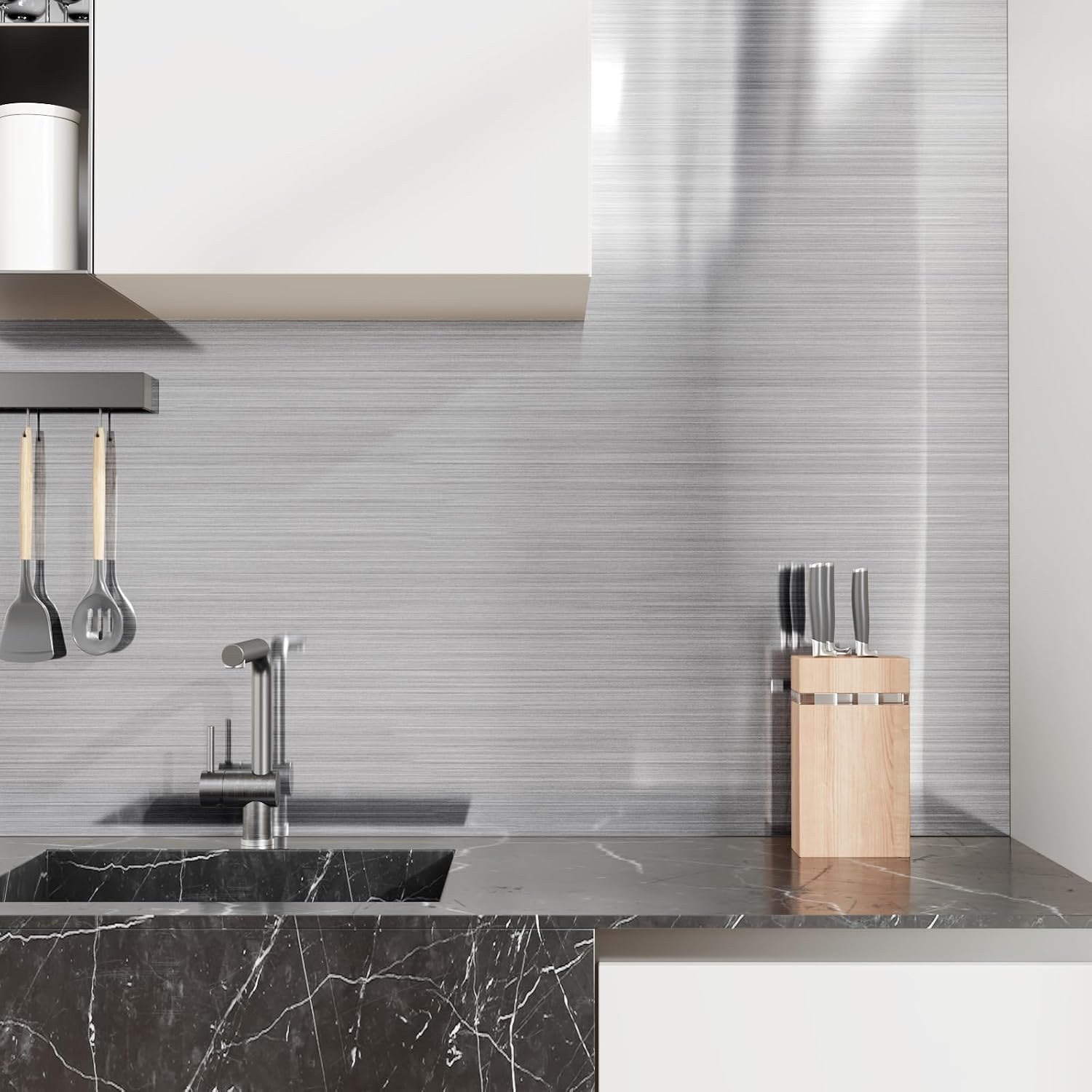 Kitchen Sliver Stainless Steel Contact Paper Waterproof Oil Proof Stainless Steel Wrap for Appliances 15.7''x80'' Peel and Stick Countertop Sticker for Shelf Liner Dishwasher Microwave Fridge