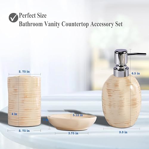 Miniatura 2 de Juego de 3 accesorios de baño, accesorios de baño de cerámica completos soportes para cepillos de dientes, dispensador de jabón, jabonera,