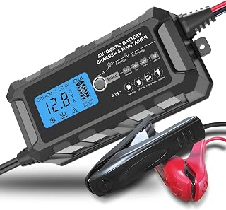 Unocho LiFePO4 Lithium Battery Charger for Lithium Iron Phosphate Batteries 14.4V 4.5A Automatic Smart Charger for 6V 12V 6A Lead-Acid Batteries for car Motorcycle ebike Lawn Mower Marine Boat