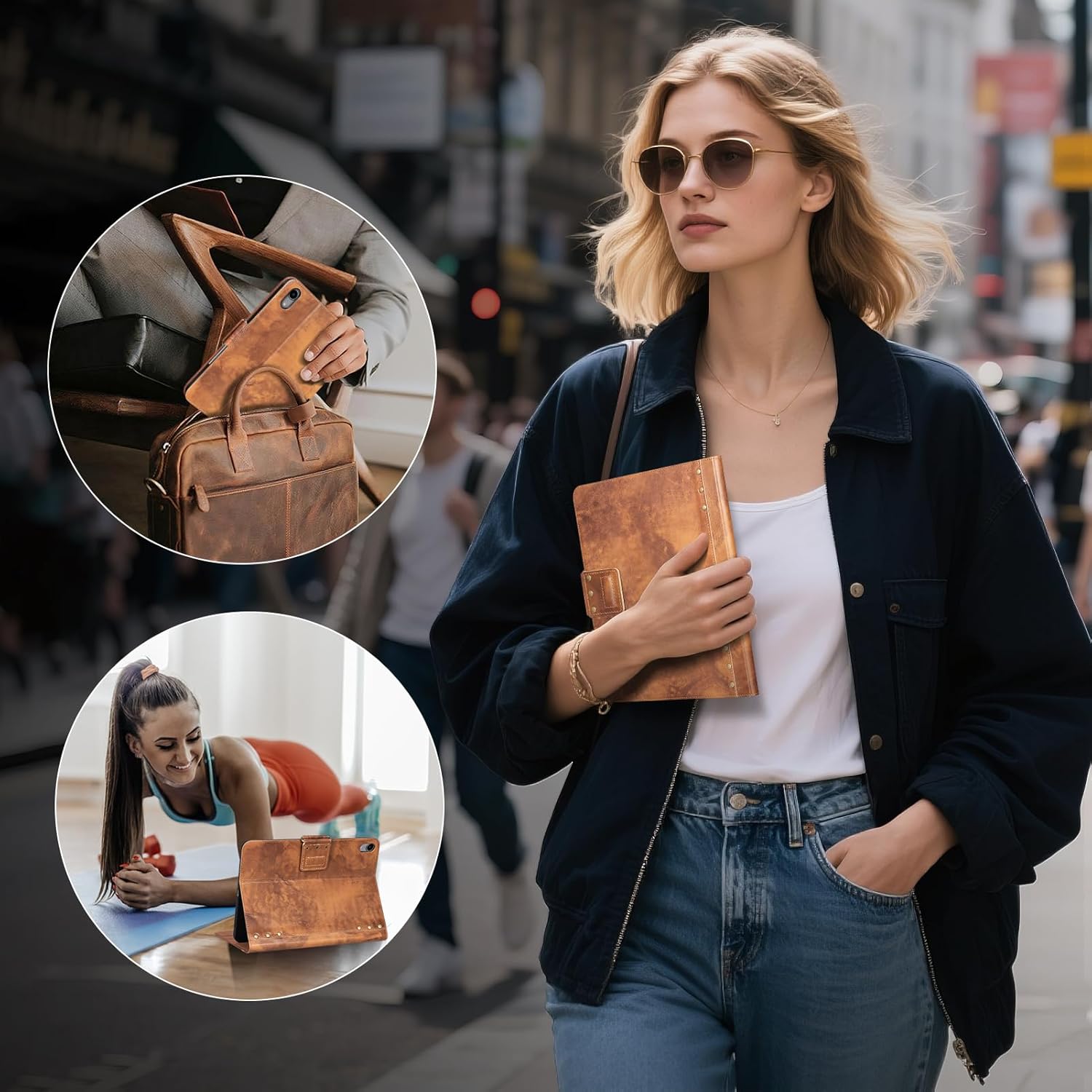 Leather Case for iPad Air 11 Inch M3 2025/ M2 2024,iPad Air 10.9 Inch Case 5th/4th Gen. 2022/2020, Cover with Pencil Holder,Magnetic Closure,Auto Sleep/Wake,Vegetable Tanned Leather,Brown
