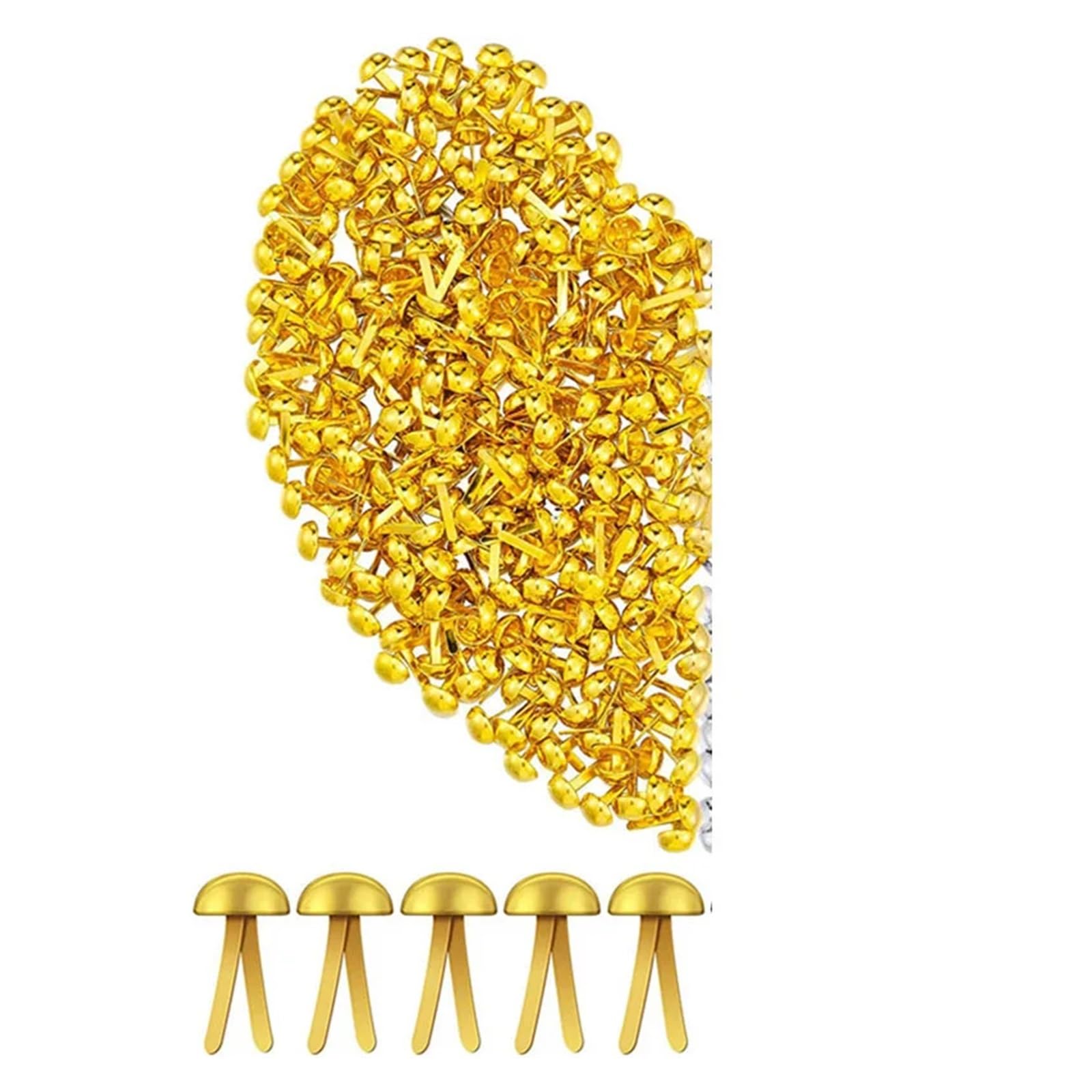 500 Stück 6–15 mm Gold und Silber Mini Brads Runde Papierverschlüsse Messing Pastell Metall for Scrapbooking Basteln DIY Papier (Size : 12MM)