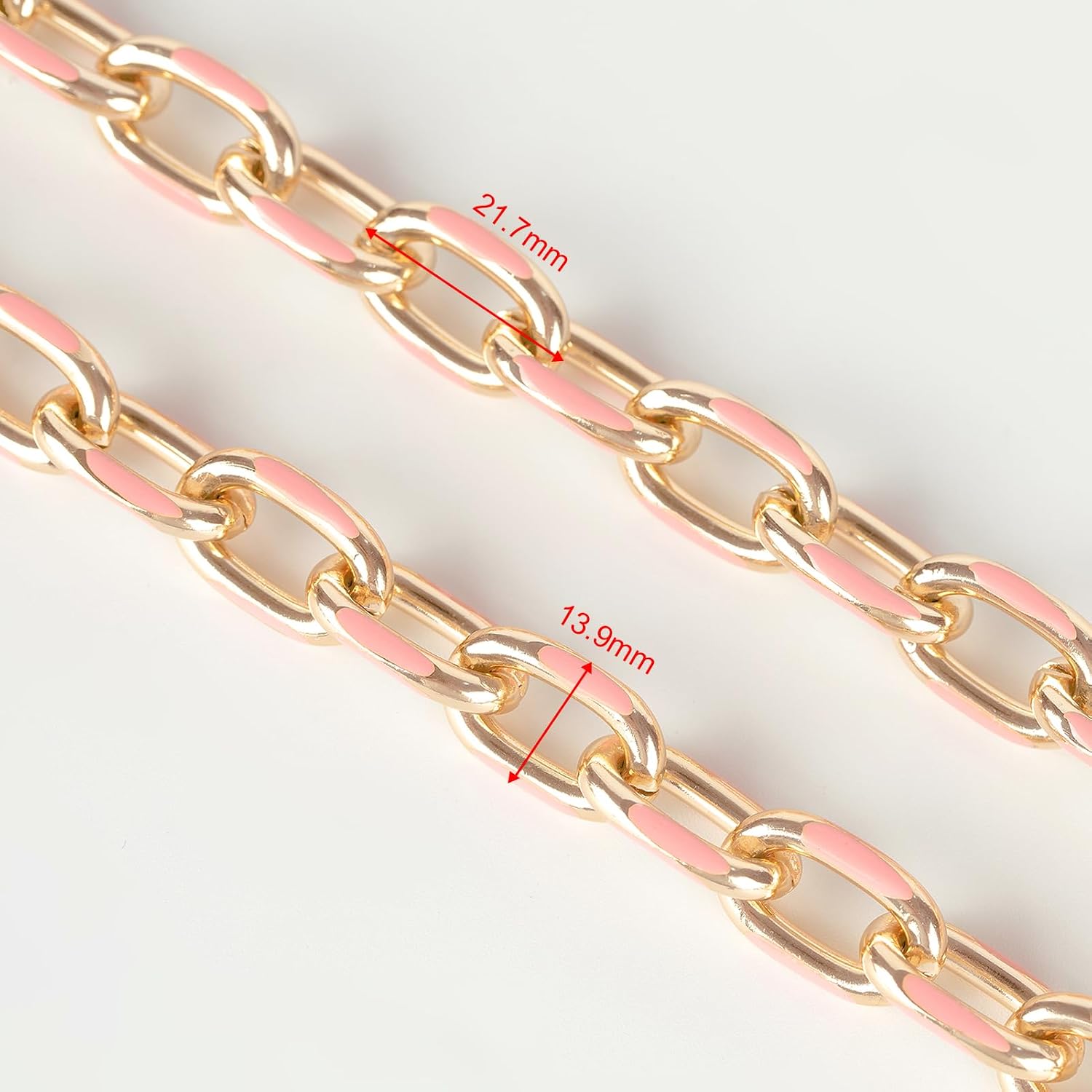 YOUBEIYEE 1 Yard Pink Enamel Chain for Jewelry Making, Gold Plated Aluminum Paperclip Chain Necklace Bracelet for Rappers Jewelry Making Supplies