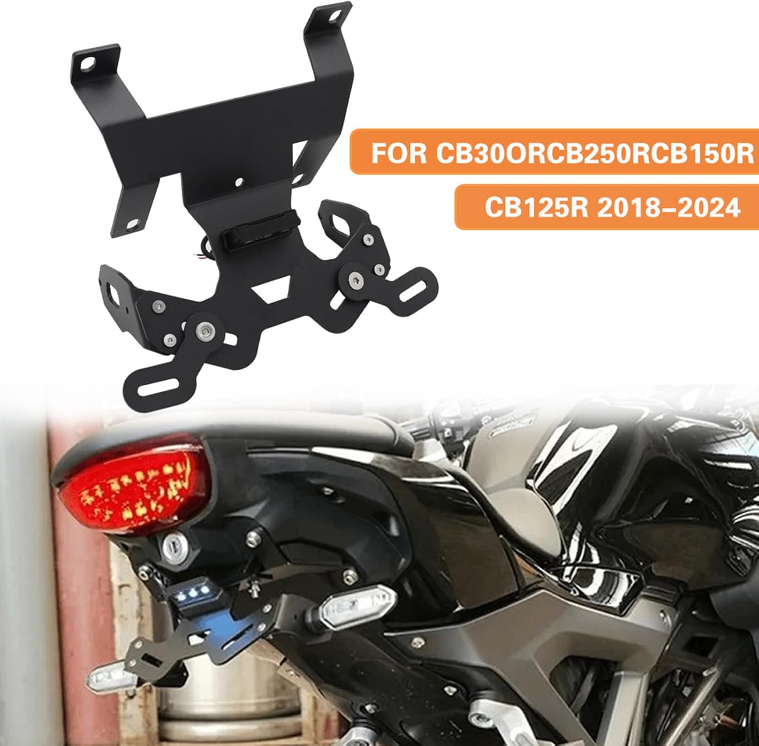 Stainless Steel Motorcycle License Number Plates Holder Frame with Led Light Tail Lamp Led Bracket Motorcycle License Plate Frame with