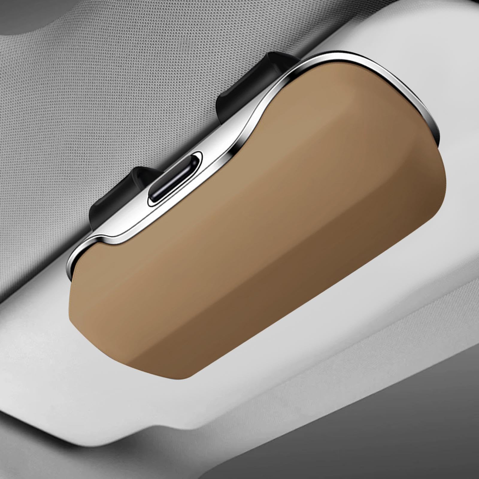 F Fityle Étui à Lunettes Voiture Porte-Lunettes Organisateur Dispositif de Rangement Boîtier Protecteur en PP Adapté pour Femmes Hommes Usage Quotidien Déplace, Beige