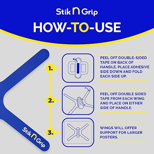 Miniatura 3 de Asa de tablero de póster, tamaño completo, paquete de 3 Cartel de sujeción con una mano, simple y fácil, mango adhesivo, tableros de espuma
