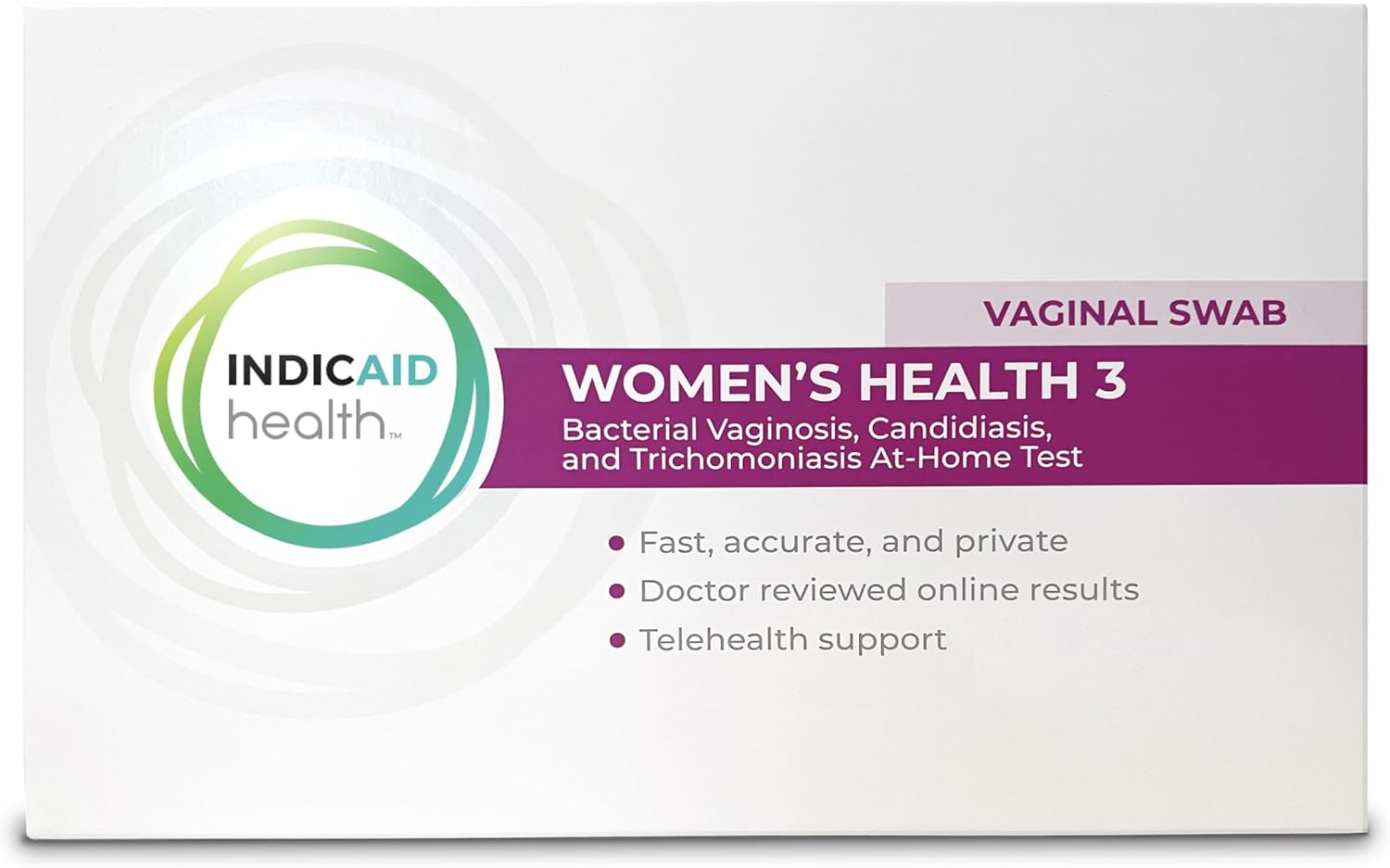 INDICAID-Health Vaginal Infection Test for Women,Yeast Infection Test of Bacterial Vaginosis, Candida, Trichomoniasis,at-Home Specimen Collection, Test by CLIA-Certified Lab, Virtual Consultation