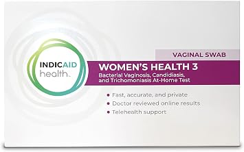 INDICAID-Health Vaginal Infection Test for Women,Yeast Infection Test of Bacterial Vaginosis, Candida, Trichomoniasis,at-Home Specimen Collection, Test by CLIA-Certified Lab, Virtual Consultation