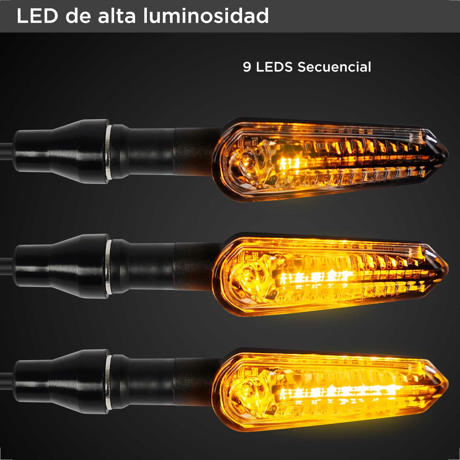 evermotor LED Intermitentes Moto, 12V 2 piezas, Homologados Secuencial Intermitentes para Motocicleta, efecto de marcha IP67 a prueba de agua, luz amarilla y roja
