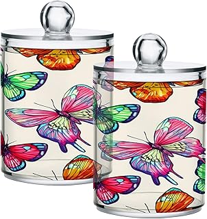 Colorful Butterflies 4PC Airtight Transparent Storage Jars, Food Storage Containers, Can Store Food, Herbs, Tea, Etc, With Storage Lids, Easy to Use and Clean.