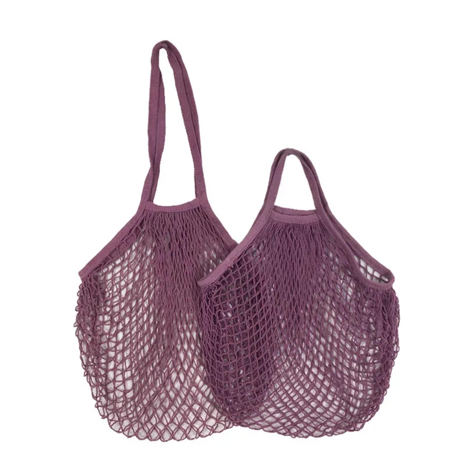 Bolsas de malla reutilizables 100% algodón, lavables, portátiles, lavables, portátiles, respetuosas con el medio ambiente, rosa púrpura, 5set, Un estilo